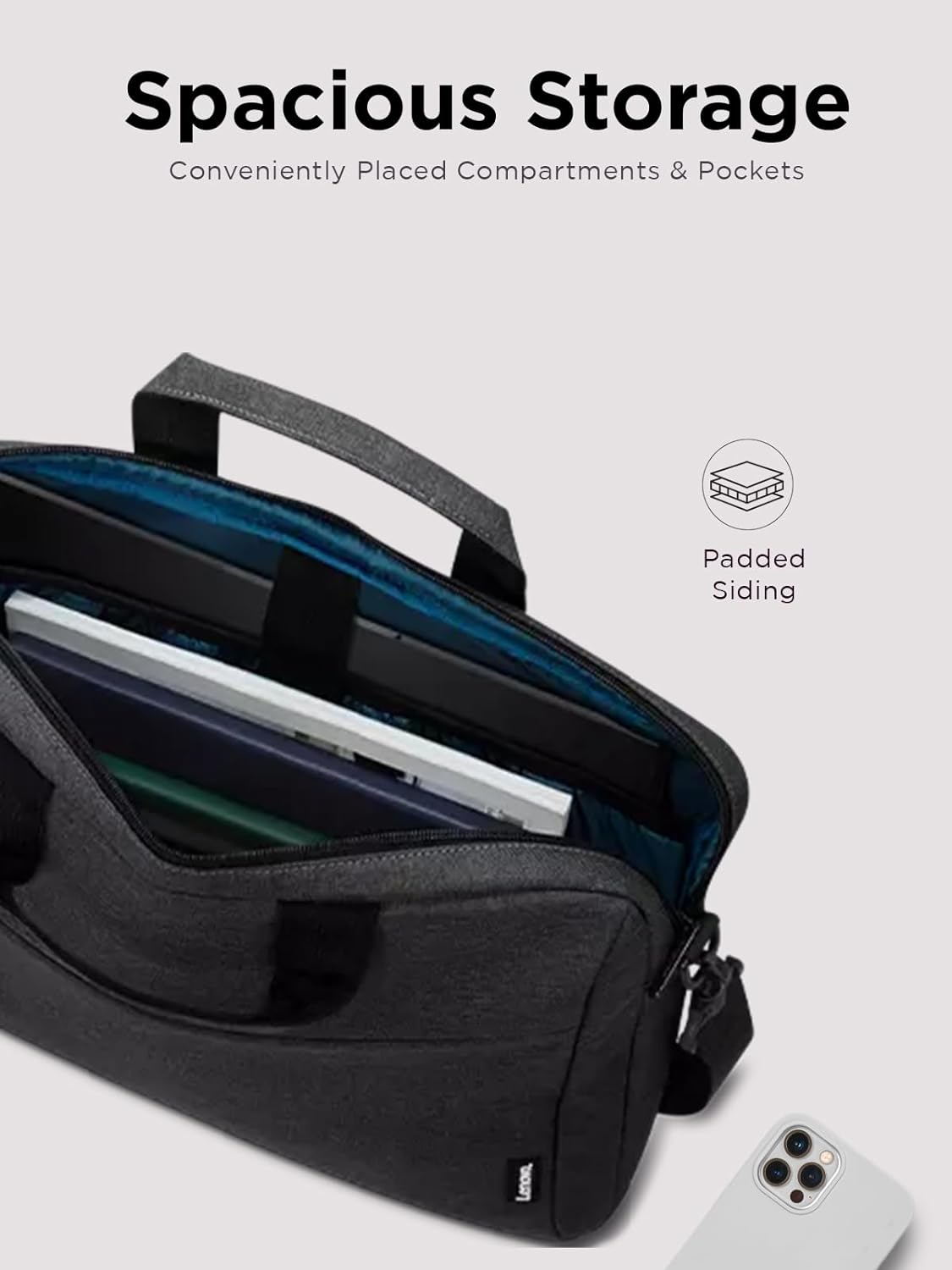 Lenovo Laptop Carrying Case T210, Notebook Bag for 15.6-Inch Laptop/Tablet, Sleek Design and Water-Repellent Fabric, GX40Q17229