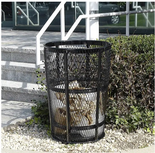 Global Industrial™ Outdoor Steel Mesh Corrosion Resistant Trash Can, 48 Gallon, Black