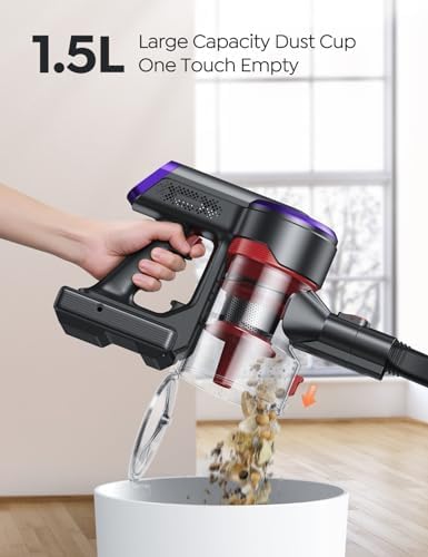 Cordless Vacuum Cleaner, 450W 38Kpa Max 55 Mins Vacuum Cleaners for Home with Detachable Battery, Stick Vacuums with Touch Display, Handheld Vacuums for Hardwood Floor Carpet Pet Hair