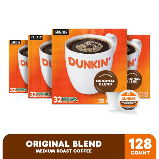 Dunkin' Original Blend Medium Roast Coffee, 128 Keurig K-Cup Pods - PuriLite