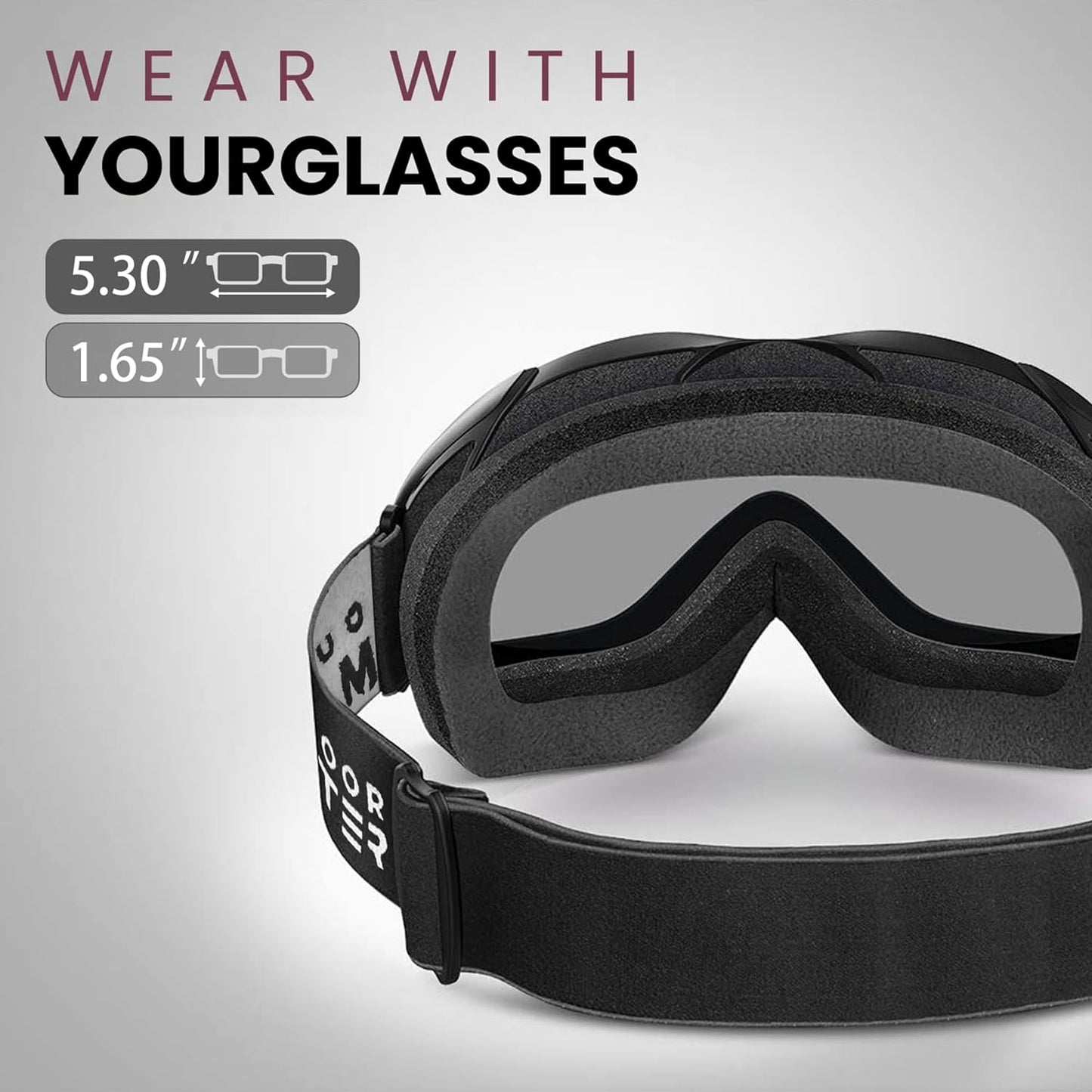 OutdoorMaster OTG Ski Goggles - Over Glasses Ski/Snowboard Goggles for Men, Women & Youth - 100% UV Protection