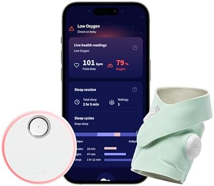 Owlet Dream Sock - Smart Baby Monitor View Heart Rate and Average Oxygen O2 as Sleep Quality Indicators. Wakings, Movement, and Sleep State. Digital Sleep Coach and Sleep Assist Prompts, Mint