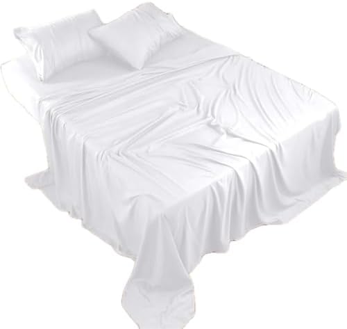 100% Egyptian Cotton Queen Sheet Set – 4-Piece, 800 Thread Count, White – Luxury Hotel Quality Bedding, Fits 14” Deep Mattress, Oeko-TEX Certified - Ultra Soft & Breathable (Queen Size)