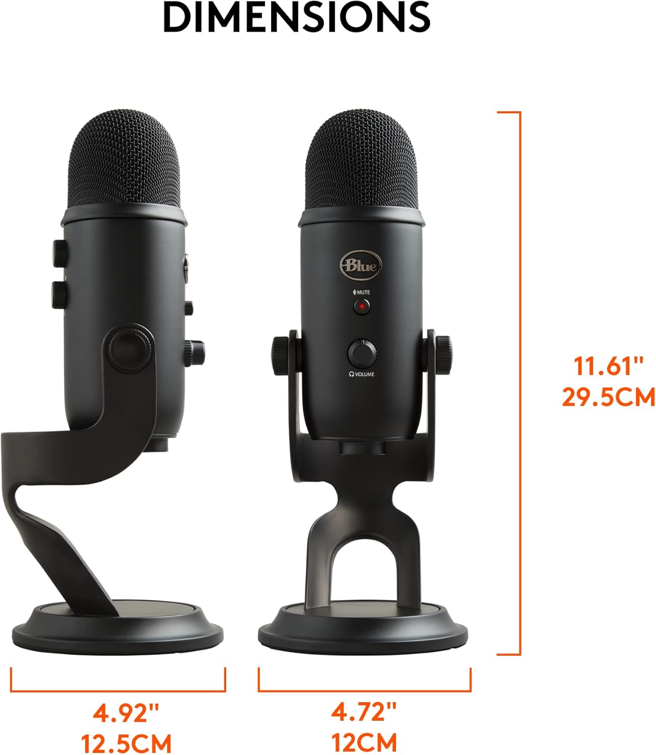 Logitech for Creators Blue Yeti USB Microphone for Gaming, Streaming, Podcasting, Twitch, YouTube, Discord, Recording for PC and Mac, 4 Polar Patterns, Studio Quality Sound, Plug & Play-Blackout