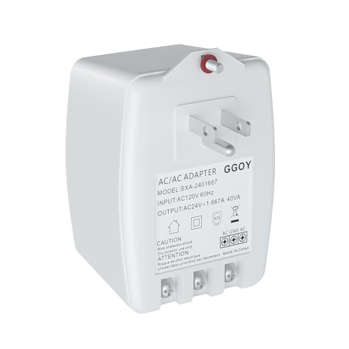 24VAC 40VA Plug in Doorbell Transformer Compatible with Ring, Nest, Eufy, Wyze Video Door Bell, All of Doorbell Nest Ecobee Sensi and Honeywell Thermostat,with PTC Fuse