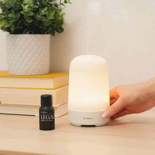 Vitruvi Glow Diffuser, Ultrasonic Essential Oil Diffuser | Oil Diffuser Essential Oils, Aromatherapy Diffuser | Diffusers for Home, Kids Room Diffuser, Room Decor (100 ml) White - PuriLite