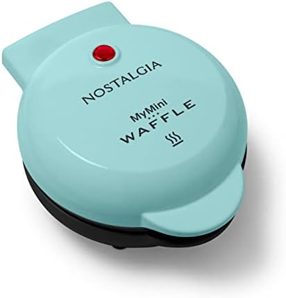Nostalgia MyMini Personal Electric Waffle Maker, 5-Inch Cooking Surface, Waffle Iron for Hash Browns, French Toast, Grilled Cheese, Quesadilla, Brownies, Cookies, Aqua