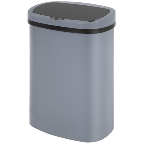 13 Gallon 50 Liter Garbage Can Kitchen Trash Can with Lid Automatic Sensor Touch Free Stainless Steel Waste Bin for Bathroom Bedroom Home Office,Black