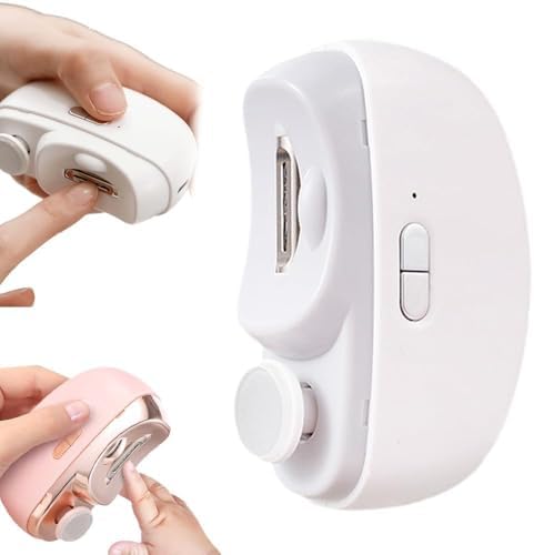 3 in 1 Automatic Electric Nail Clipper with Polishing, Safe Convenient,2025 New Pattern Nail Trimmer, Two-Speed Adjustment Electric Toe Nail Clippers Nail Cutter with Light for Kids Adults (White)
