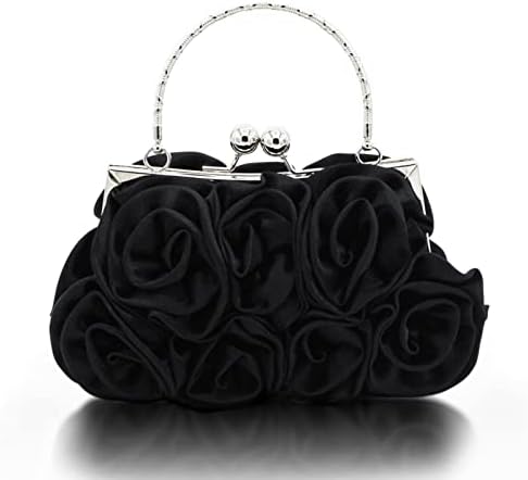 JAMBHALA Women Evening Clutch Bag Floral Satin Purses with Detachable Strap for Wedding, Party, Prom