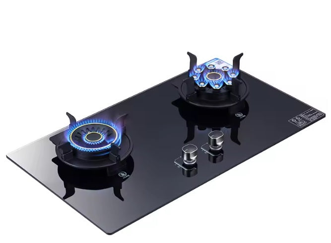 Purilite Select Built-In 2 Burner Gas Cooktop with Tempered Glass Surface, Electronic Ignition, High Power 4000W Kitchen Gas Stove, Energy-Efficient Embedded Cooking Range - PuriLite