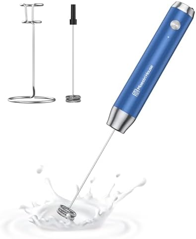 Maestri House Rechargeable Milk Frother, Handheld Electric Foam Maker Waterproof Detachable Stainless Steel Whisk Drink Mixer Foamer with Stand,LunaFro