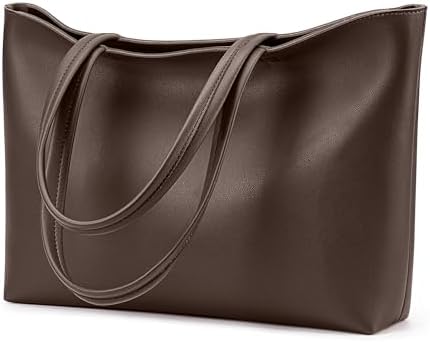 KALIDI Tote Bag Zipper Shoulder Bag Faux Leather Purses for Women Large Casual Handbag Work Dating College
