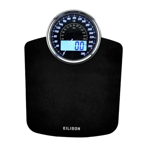 EILISON Highly Advance 2-in-1 Digital & Analog Weighing Scale for Body Weight-400lbs, 4 High Precison GX Sensor Accurate, Thick Tempered Glass, Extra Large Display (White)