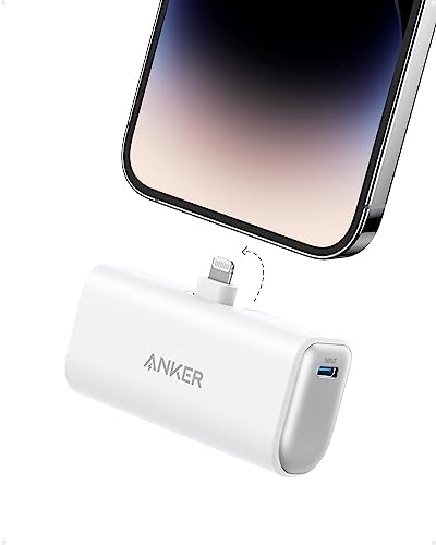 Anker Portable Charger with Built-in Lightning Connector, 5,000mAh MFi Certified 12W Portable Charger, Compatible with iPhone 14/14 Pro / 14 Plus / 14 Pro Max, iPhone 13 and 12 Series