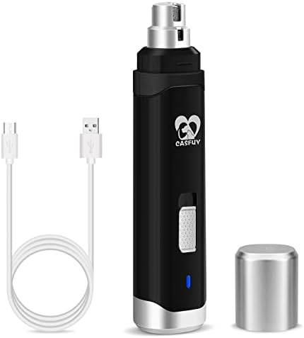 Casfuy Dog Nail Grinder Upgraded - Professional 2-Speed Electric Rechargeable Pet Nail Trimmer Painless Paws Grooming & Smoothing for Small Medium Large Dogs & Cats (White)