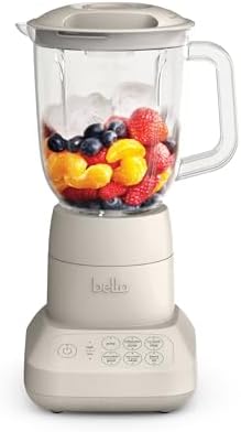 Bella 10-Speed Countertop Blender, Juicer and Smoothies, Fits Anywhere™, Slim Design with Lid and Lid for Dishwasher Stainless Steel Carafe, 450W, Surf