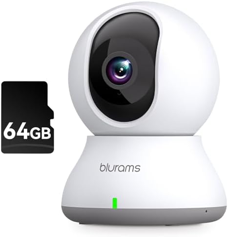 blurams Security Camera, 2K Indoor Camera 360-degree Pet Camera for Home Security w/ Motion Tracking, Phone App, 2-Way Audio, IR Night Vision, Siren, Works with Alexa & Google Assistant,White