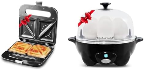 Elite Gourmet ESM-2207SS# Stainless Steel Sandwich Panini Maker Grilled Cheese Machine Tuna Melt Omelets Non-stick Cooking Surface, 2 Slice, 750 Watts, Stainless Steel