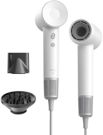 Laifen Hair Dryer SE, Blow Dryer with Diffuser & Nozzle for Curly Hair, 200M Ionic Hair Dryer with 105,000 RPM Low Noise Brushless Motor for High-Speed Drying, for Travel & Home 2024 Upgraded (Purple)
