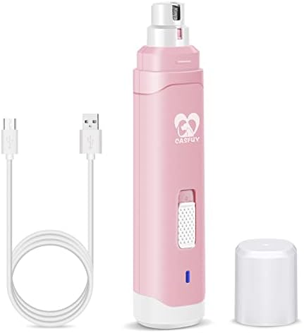 Casfuy Dog Nail Grinder Upgraded - Professional 2-Speed Electric Rechargeable Pet Nail Trimmer Painless Paws Grooming & Smoothing for Small Medium Large Dogs & Cats (White)