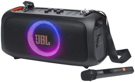 JBL PartyBox On-The-Go Essential - Portable Party Speaker with Built-in Lights and Wireless mic, Amazing JBL Pro Sound, IPX4 splashproof Protection, 6 Hours of Playtime, Convenient Shoulder Strap