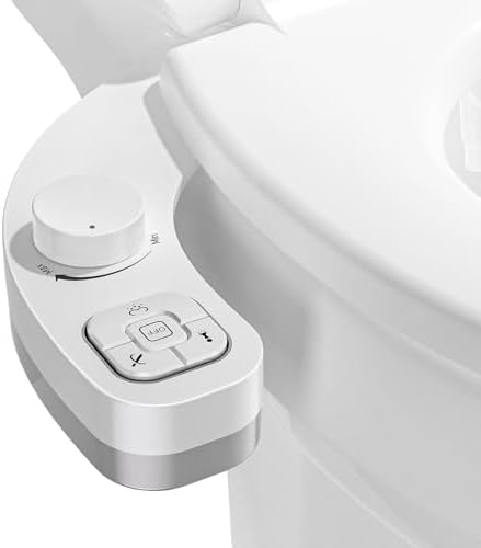 PIKETS Bidet Attachment for Toilet, Dual Nozzle (Frontal and Rear Wash) Non-Electric Fresh Water Toilet Seat Attachment with Nozzle Self Cleaning, Adjustable Water Pressure(Chrome Silver)