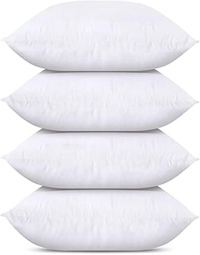 Utopia Bedding Throw Pillows (Set of 4, White), 18 x 18 Inches Pillows for Sofa, Bed and Couch Decorative Stuffer Pillow