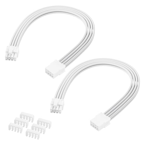 ELFJMZP 2PCS ATX 8PIN Famale to ATX 8PIN(6+2) Male Black Extension Cable Adaptor for PC Build High-End GPU Cable Layout - 30cm/11.8 in. (White)