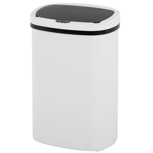 13 Gallon 50 Liter Garbage Can Kitchen Trash Can with Lid Automatic Sensor Touch Free Stainless Steel Waste Bin for Bathroom Bedroom Home Office,Black