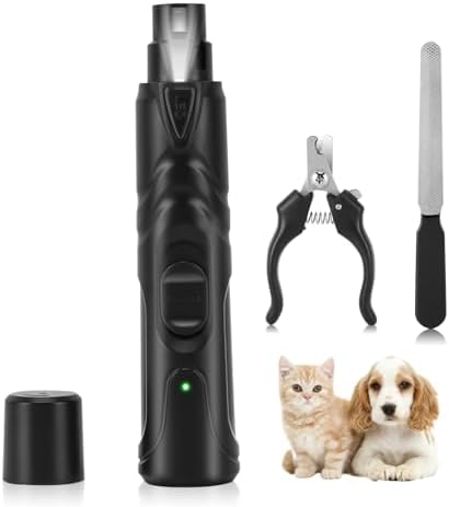 Dog Nail Grinder with LED Light, Rechargeable Pet Nail Grinder Kit with Nail Grinder and Trimmer, Low-Noise, 2-Speed Powerful Pet Nail Trimmer for Large Medium Small Animal Nail Care (Blue)