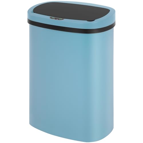 13 Gallon 50 Liter Garbage Can Kitchen Trash Can with Lid Automatic Sensor Touch Free Stainless Steel Waste Bin for Bathroom Bedroom Home Office,Black