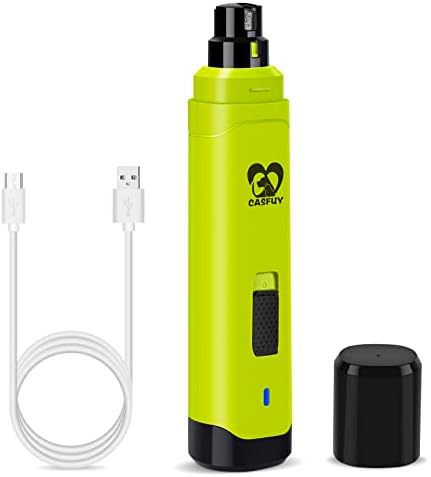 Casfuy Dog Nail Grinder Upgraded - Professional 2-Speed Electric Rechargeable Pet Nail Trimmer Painless Paws Grooming & Smoothing for Small Medium Large Dogs & Cats (White)