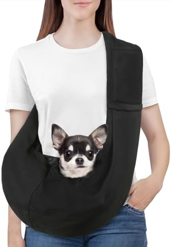 Pawaboo Small Dog Sling Carrier, Reversible Hands Free Dog Sling Carrier for Small Dogs and Cats, Puppy Sling Carrier with Adjustable Strap Buckle & Safety Harness, Puppy Essentials, Grey