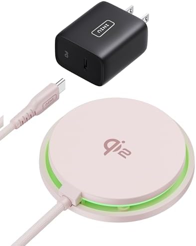 INIU Magnetic Wireless Charger, Qi2 Certified 15W Fast Mag-Safe Wireless Charging Pad with Cooling Fan & LED Light, for iPhone 16 15 14 13 12 Series, AirPods, and More (Adapter Included)