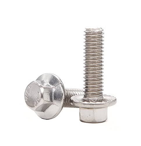 binifiMux 4pcs M10-1.25 x 70mm Serrated Flanged Hex Bolts Flange Hexagon Screws, Stainless Steel 18-8 (304), Plain Finish, DIN 6921
