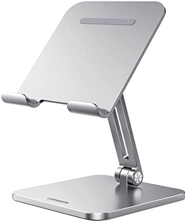 UGREEN Tablet Stand for Desk, Aluminum Stand for iPad Extended Height, Adjustable Foldable Portable Desktop Stand Holder for iPad Pro 12.9 11 9.7 10.5 iPad Air Mini Galaxy Surface iPhone 14 Pro, Grey