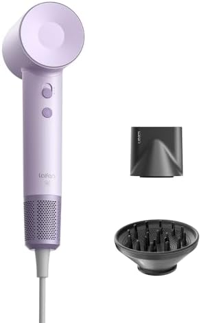 Laifen Hair Dryer SE, Blow Dryer with Diffuser & Nozzle for Curly Hair, 200M Ionic Hair Dryer with 105,000 RPM Low Noise Brushless Motor for High-Speed Drying, for Travel & Home 2024 Upgraded (Purple)