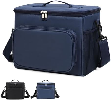 Lunch Bag for Adult Men Women Reusable 10L Large Thermos Lunch Box Food Cooler Bag Leakproof Heated Lunch Bag for Work Office Outdoor Picnic School Unisex Insulated Bag, 12+ Cans (Black)