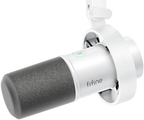 Fifine XLR/USB Podcast Microphone, PC Recording Dynamic Mic for Streaming, Studio, Vocal, Voice-Over, Instruments, Metal Cardioid Mic with Tap-to-Mute, Monitoring Headphone Jack, Gain Knob-K688