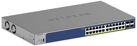 NETGEAR 26-Port PoE Gigabit Ethernet Smart Switch (GS724TP) - Managed, 24 x 1G, 24 x PoE+ @ 190W, 2 x 1G SFP, Optional Insight Cloud Management, Desktop or Rackmount, and Limited Lifetime Protection