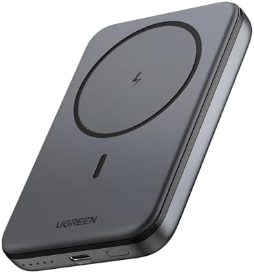 UGREEN 10000mAh PD 20W Magnetic Battery Pack Power Bank for iPhone, 7.5W Wireless Portable Charger with Magsafe, Skin-Friendly Compatible with iPhone 16/15/14/13/12/Series-Black, Includes USB-C Cable