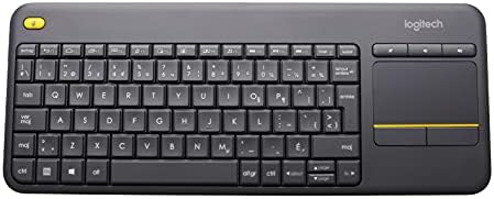Logitech K400 Plus Wireless Touch TV Keyboard With Easy Media Control and Built-in Touchpad, HTPC Keyboard for PC-connected TV, Windows, Android, Chrome OS, Laptop, Tablet - Black
