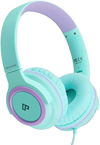 INFURTURE Kids Headphones for School Travel, 94dB Safe Volume Limited, HD Mic Stereo Sound Over-Ear Girls Boys Headphones for Kid, Foldable 3.5mm and USB-C Wired Headphones for iPad Computer