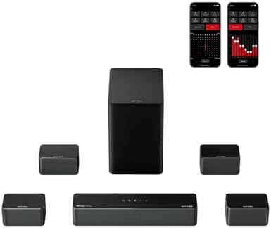 ULTIMEA 7.1 Channel Surround Sound System for TV with Dolby Atmos, 460W Soundbar with 6.5" Wireless Subwoofer, APP Control, 4 Surround Speakers, Home Theater Audio System, Poseidon D80