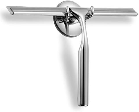 Ettori Shower Squeegee for Glass Doors, Squeegee for Shower Glass Door, Window and Car Glass, Mirrors - All-Purpose Stainless Steel Squeegee, 10 Inches and Black