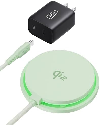 INIU Magnetic Wireless Charger, Qi2 Certified 15W Fast Mag-Safe Wireless Charging Pad with Cooling Fan & LED Light, for iPhone 16 15 14 13 12 Series, AirPods, and More (Adapter Included)
