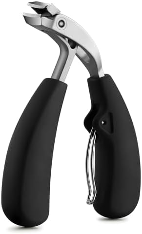 FVION Toenail Clippers for Ingrown Toenail Prevention, Straight Blade Podiatrist Nail Clippers for Thick Nails, Ergonomic Finger Nail Clippers for Adults, Seniors, Men and Women (Black)
