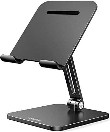 UGREEN Tablet Stand for Desk, Aluminum Stand for iPad Extended Height, Adjustable Foldable Portable Desktop Stand Holder for iPad Pro 12.9 11 9.7 10.5 iPad Air Mini Galaxy Surface iPhone 14 Pro, Grey