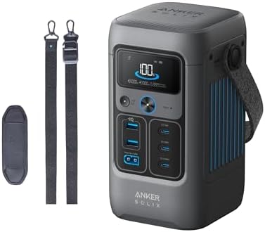 Anker SOLIX Power Bank Station C200 DC with Adjustable Strap, 192Wh LiFePO4 Portable Power Station, 200W Solar Generator, for Outdoor Camping, Traveling, and Emergencies (No Wall Charger Included)